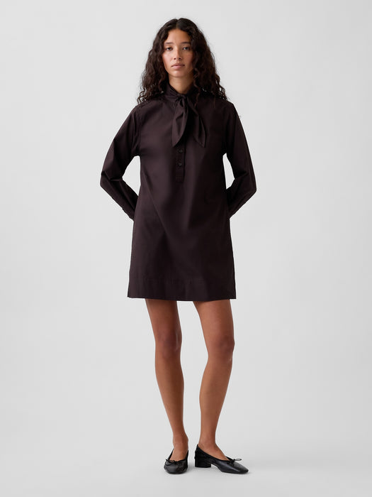 Organic Cotton Tie-Neck Mini Shift Dress