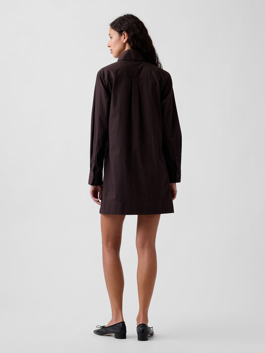 Organic Cotton Tie-Neck Mini Shift Dress