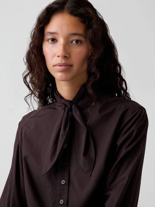 Organic Cotton Tie-Neck Mini Shift Dress