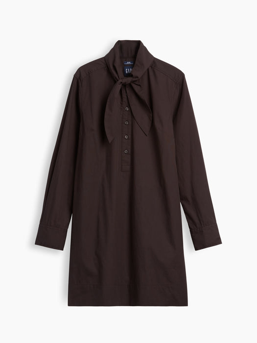 Organic Cotton Tie-Neck Mini Shift Dress