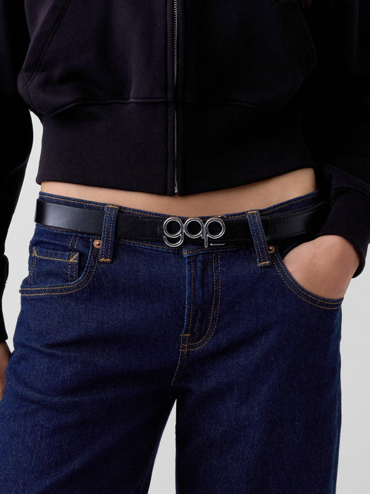 100% Leather Bubble Logo Belt