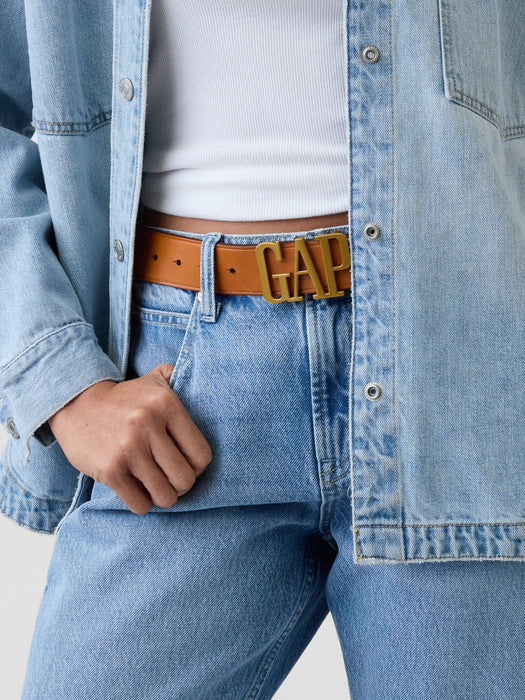 100% Leather Logo Belt