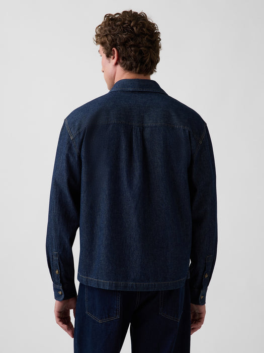 Denim Relaxed Straight-Hem Shirt