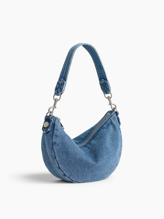 Small Denim Crescent Crossbody