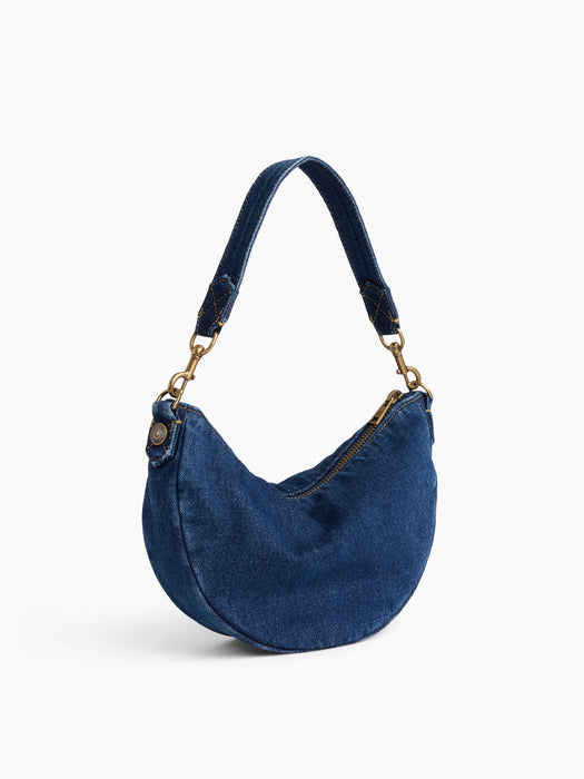 Small Denim Crescent Crossbody