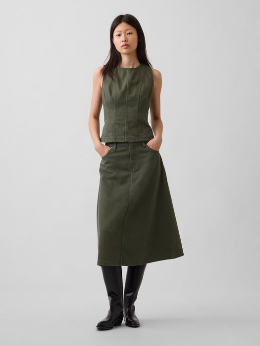 Seamed Twill Crop Shell Top