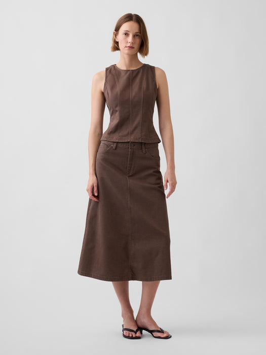 Seamed Twill Crop Shell Top