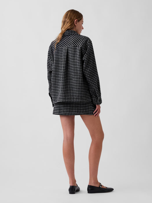 Wool-Blend Plaid Belted Mini Skort