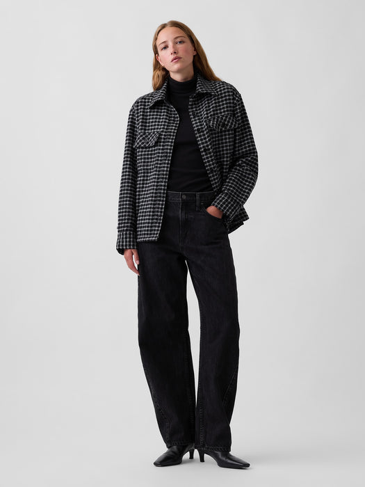Wool-Blend Plaid Shirt Jacket
