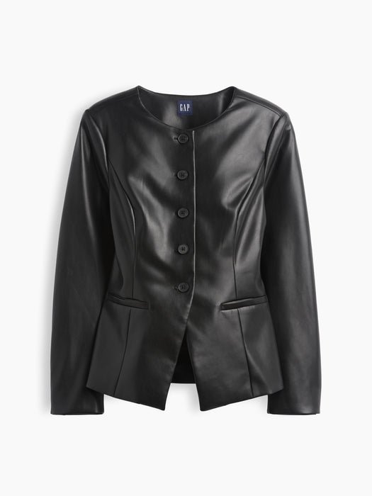 Vegan Leather Blazer Top