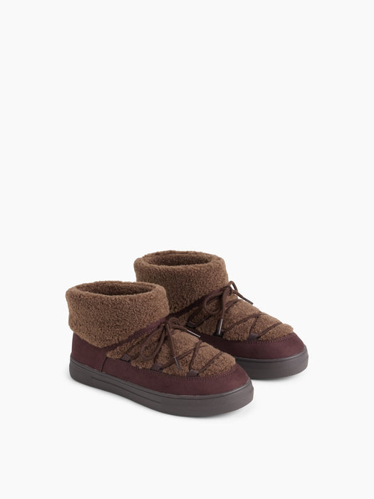 Kids Sherpa & Vegan Suede Snow Boots