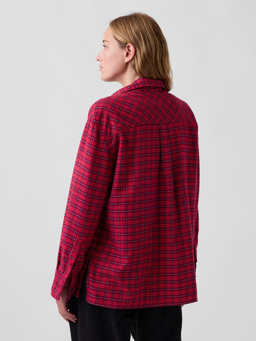 Oversized Straight-Hem Flannel Shirt