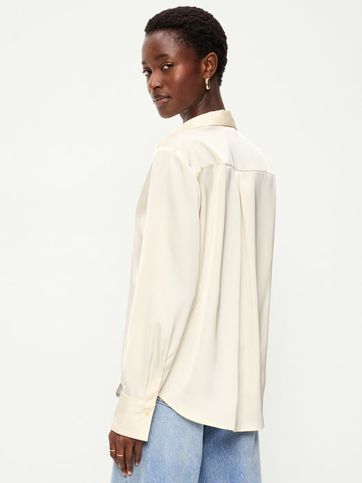 Satin Button-Down Shirt