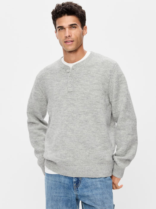 Wool-Blend Henley Sweater