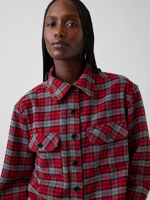 Wool-Blend Plaid Shirt Jacket