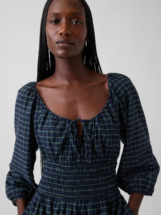 Voile Smocked-Waist Maxi Dress