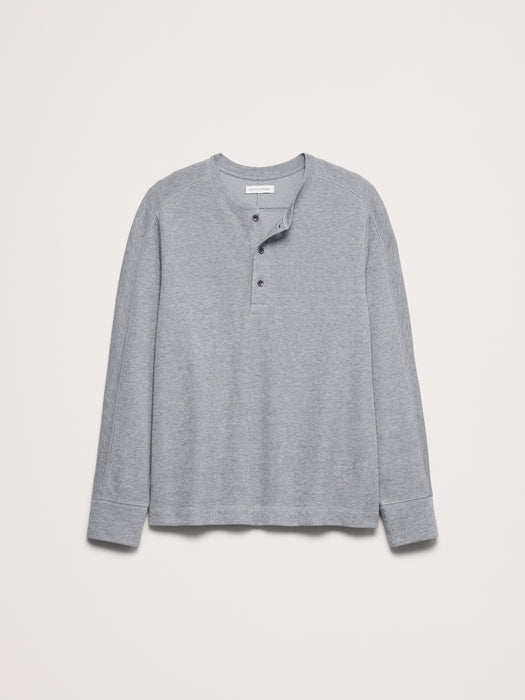 Slub Double-Knit Henley T-Shirt