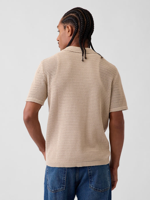 Mesh Polo Sweater Shirt