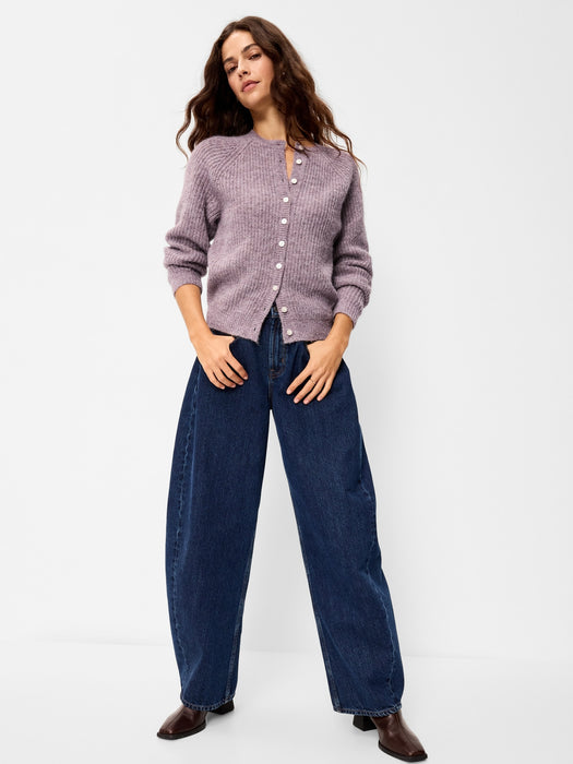 Cozy Crew-Neck Wool-Blend Cardigan