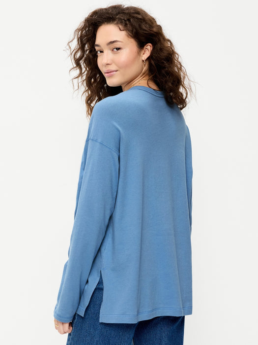 Oversized EveryWear Long-Sleeve Tunic T-Shirt