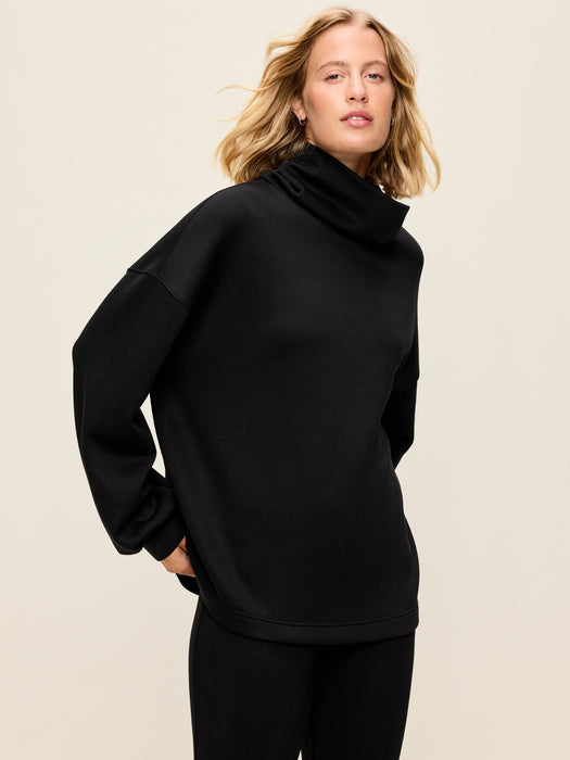 Oversized Bounce Fleece Funnel-Neck Tunic