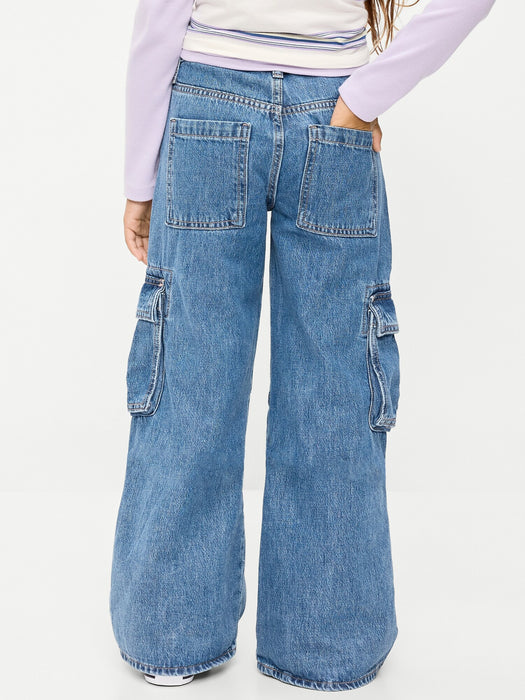 High-Waisted Super Baggy Wide-Leg Cargo Jeans for Girls