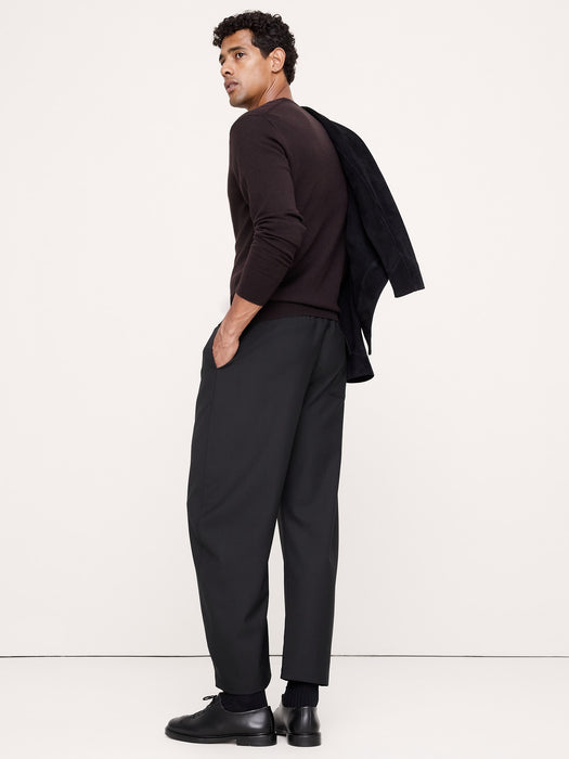 Relaxed Barrel Wool-Blend Pull-On Pant