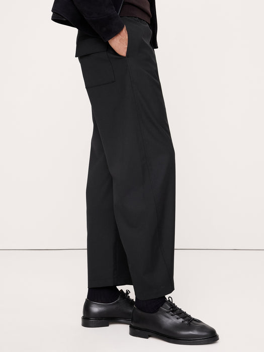 Relaxed Barrel Wool-Blend Pull-On Pant