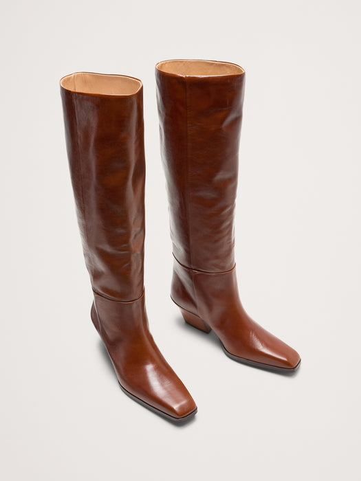 Italian Leather Knee-High Boot