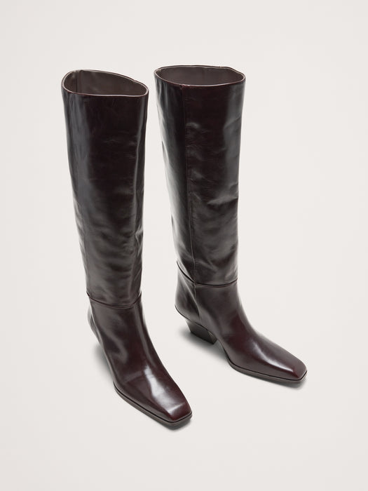 Italian Leather Knee-High Boot