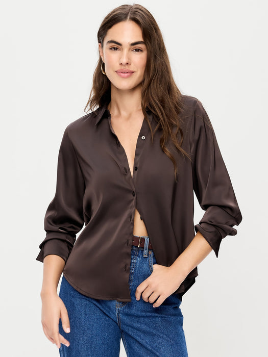 Satin Button-Down Shirt