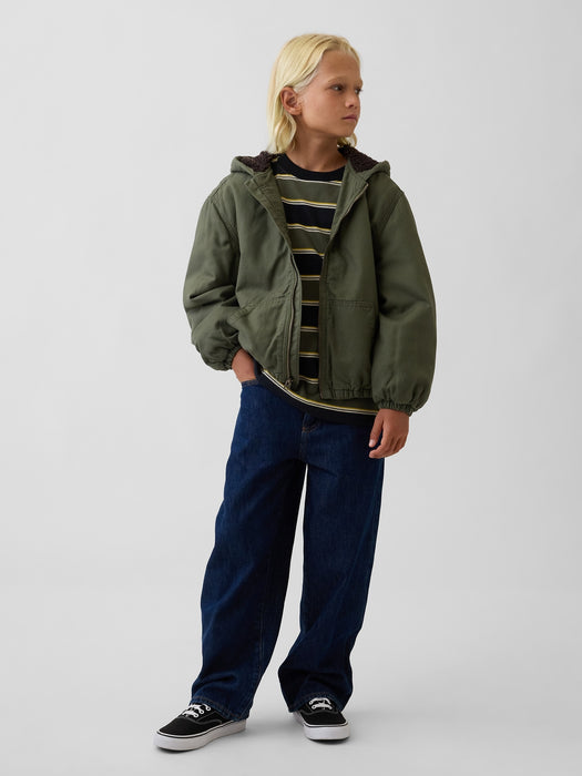 Kids Sherpa-Lined Hooded Canvas Jacket