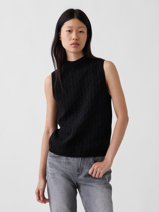 CashSoft Cable-Knit Sweater Vest