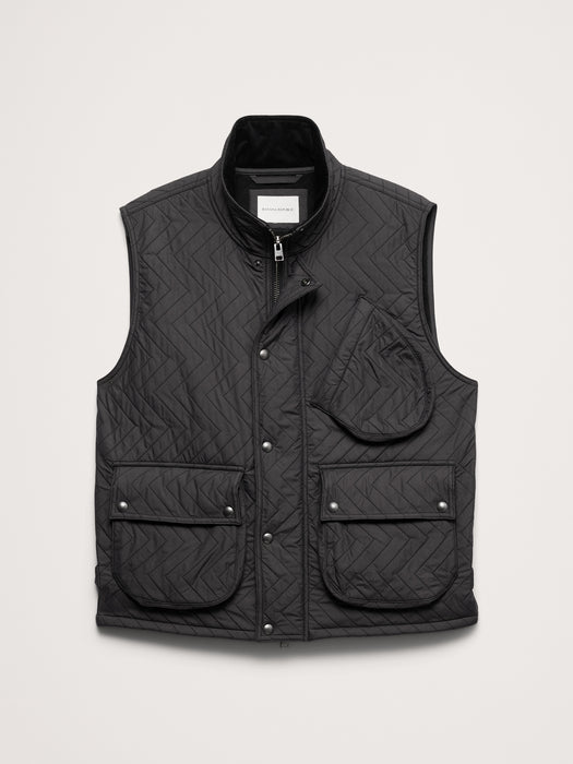 Herringbone Quilted Moto Vest