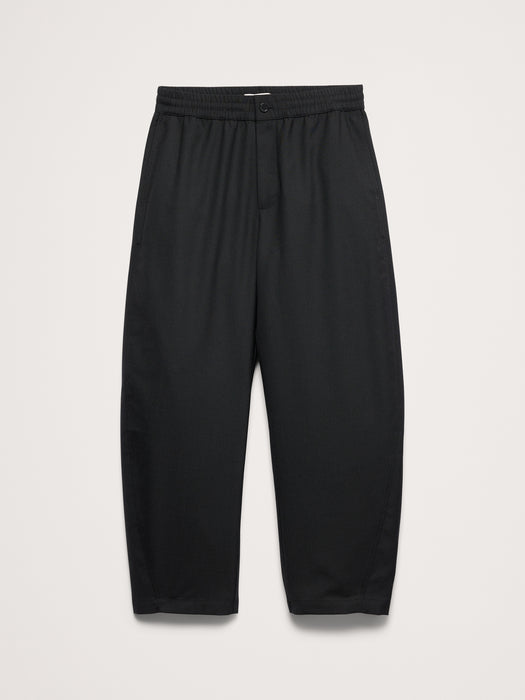 Relaxed Barrel Wool-Blend Pull-On Pant