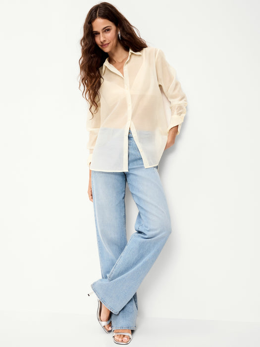 Organza Button-Down Shirt
