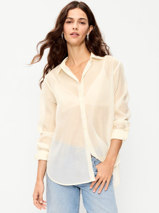Organza Button-Down Shirt