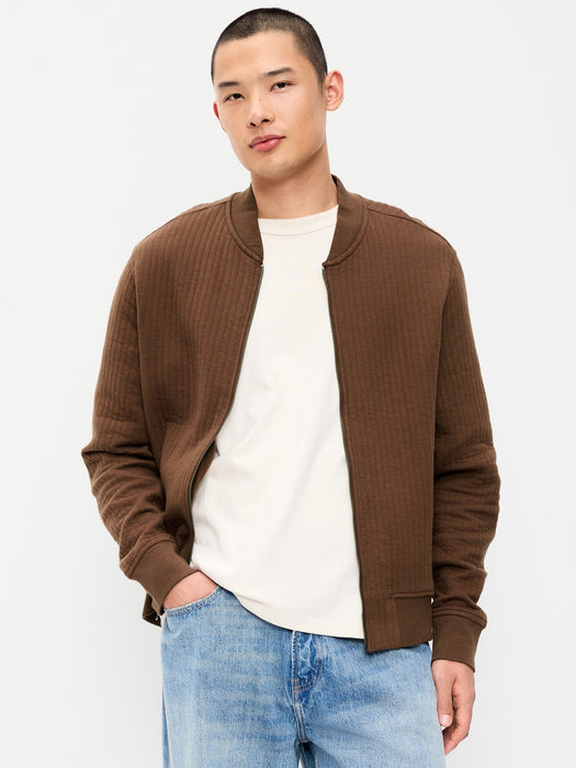 Quilted Fleece Bomber Jacket