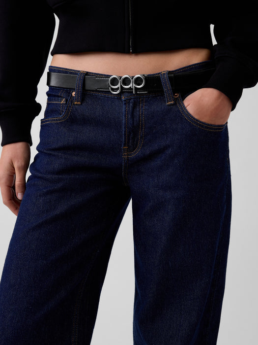 100% Leather Bubble Logo Belt