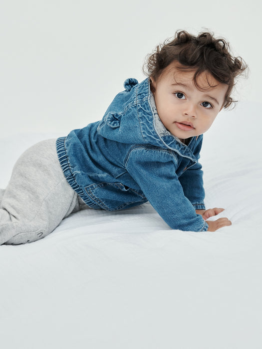 Baby Jersey-Lined Hooded Denim Jacket