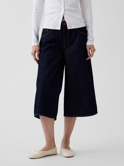 Mid Rise Culotte Jeans