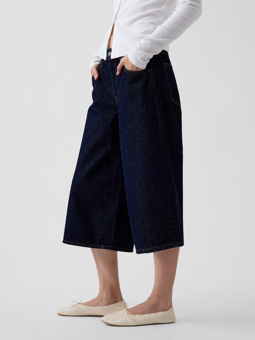 Mid Rise Culotte Jeans