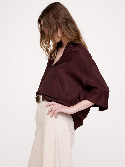 Viscose-Linen Popover Shirt