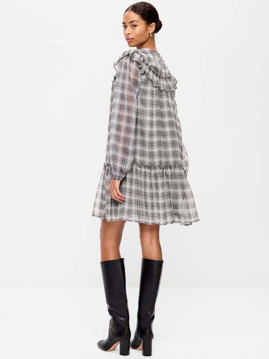 Chiffon Ruffle Swing Mini Dress