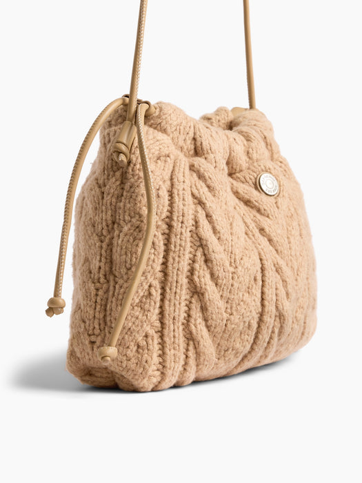 CashSoft Cable-Knit Pouchette