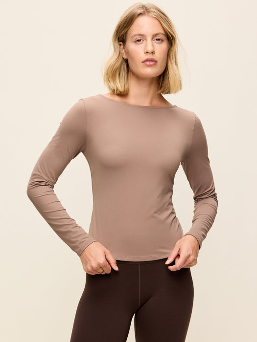 StudioSmooth Reversible Long-Sleeve Scoop-Back Top