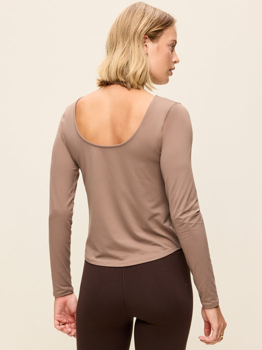 StudioSmooth Reversible Long-Sleeve Scoop-Back Top