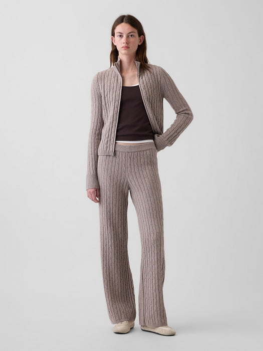 CashSoft Cable-Knit Sweater Pants