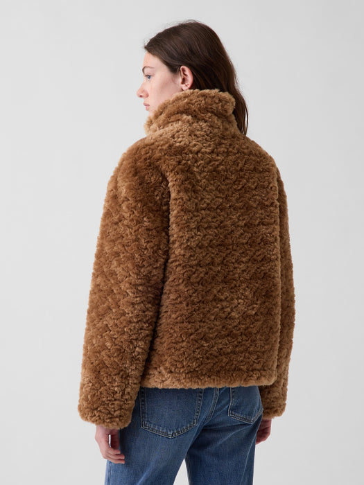 Sherpa & Vegan Suede Toggle Coat