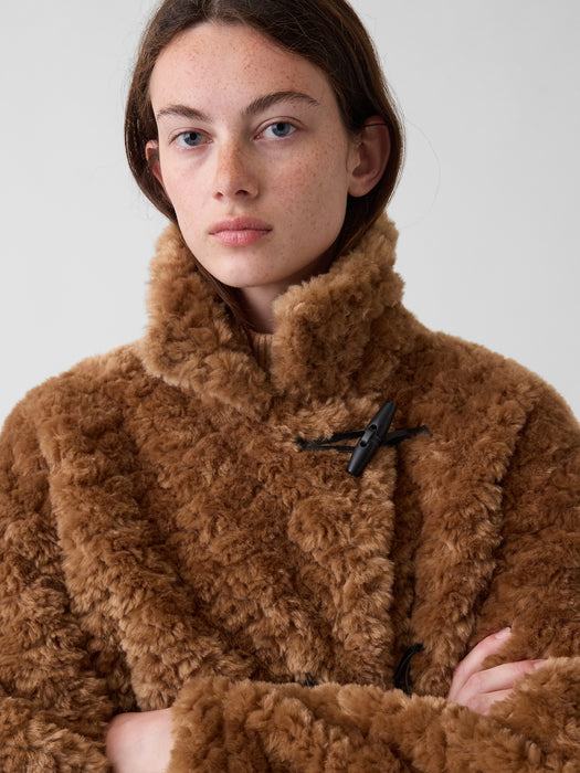 Sherpa & Vegan Suede Toggle Coat